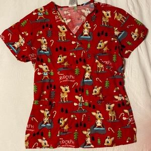Rudolph the Red Nosed Reindeer Scrub Top